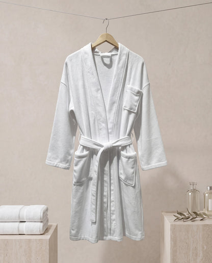 Dolphy Plush 100% Microfibre Bathrobe in white