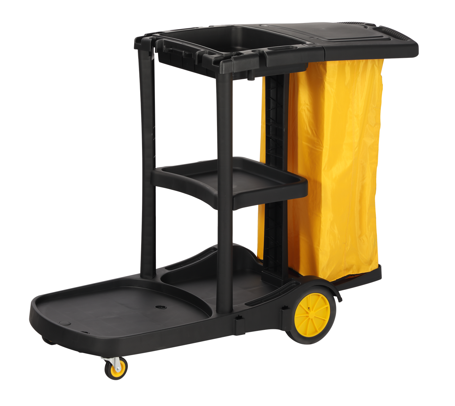 Dolphy High-Capacity Black Janitorial Cleaning Cart