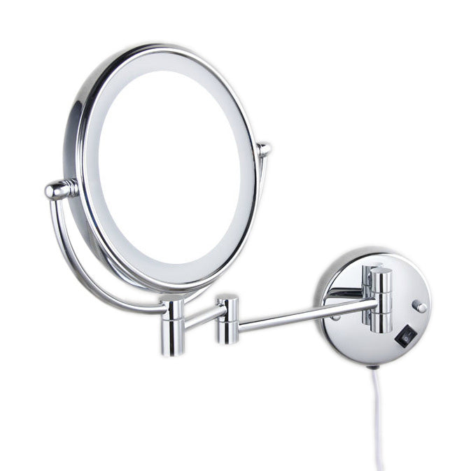 5X & 1X LED Wall Mount Magnifying Mirror - Chrome