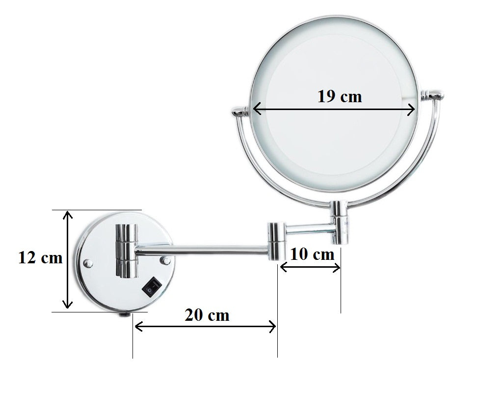 5X & 1X LED Wall Mount Magnifying Mirror - Chrome