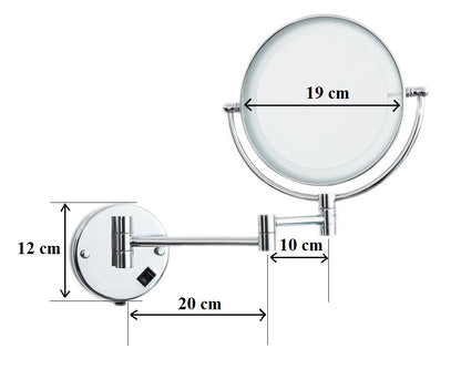 5X & 1X LED Wall Mount Magnifying Mirror - Chrome