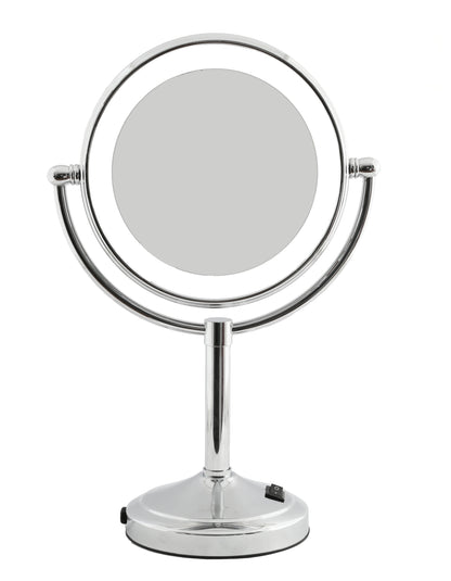 5X & 1X LED Tabletop Magnifying Mirror - Chrome