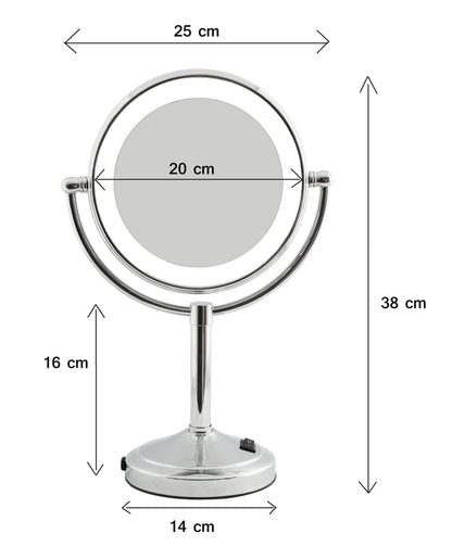 5X & 1X LED Tabletop Magnifying Mirror - Chrome