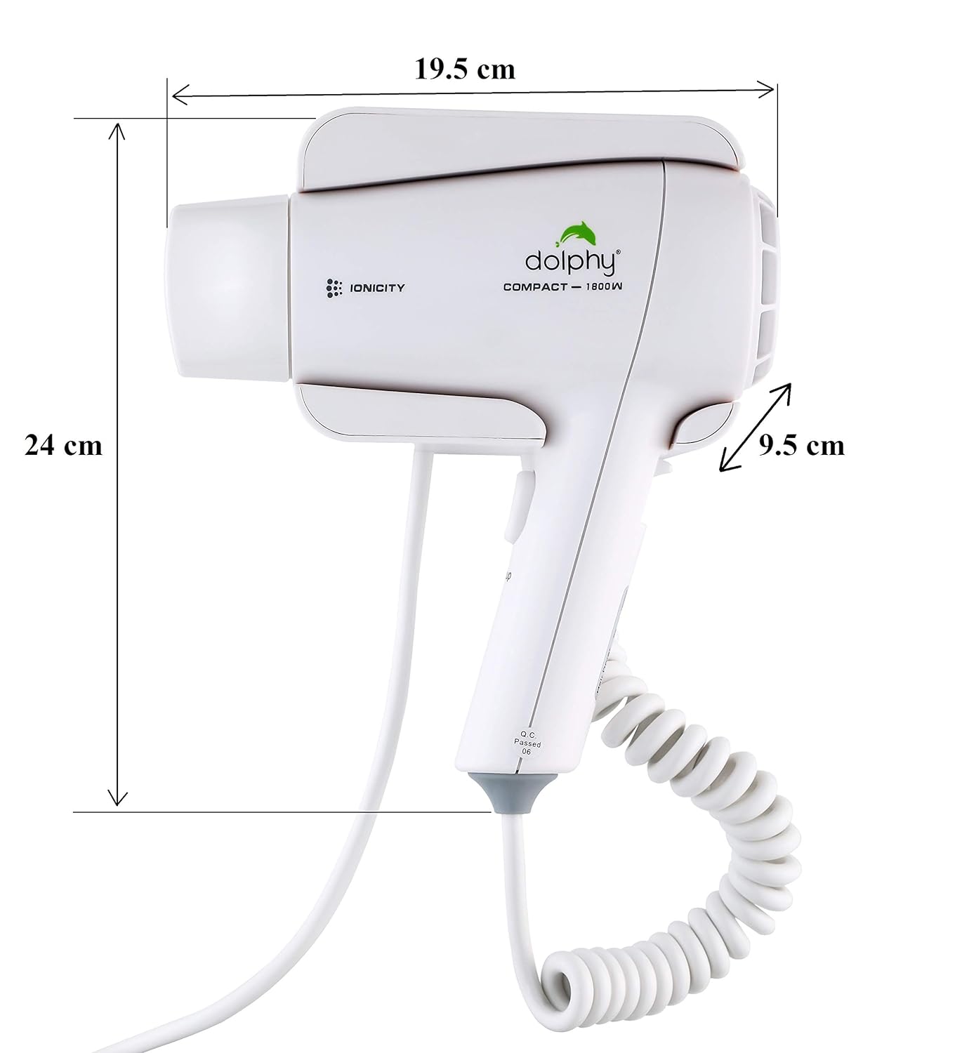 Plaza Wall Mount Hair Dryer 1800W - White