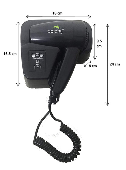 CLASSIC Wall Mount Hair Dryer 1220W-1400W Black
