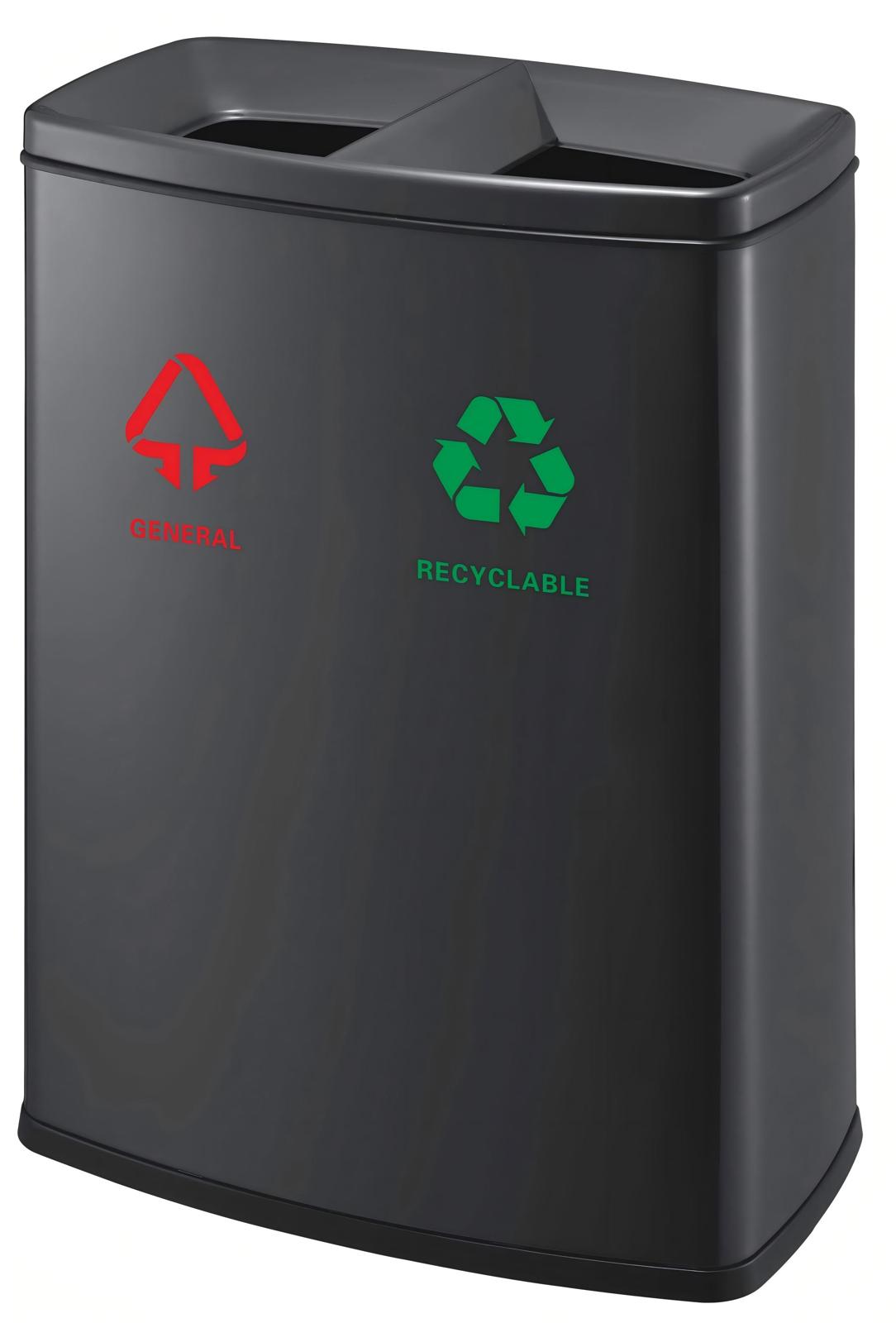Stainless Steel Recycle Bin 40L + 40L - Matte Black