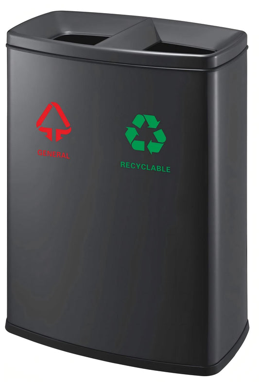 Stainless Steel Recycle Bin 40L + 40L - Matte Black