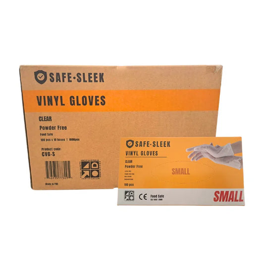 Clear Vinyl Gloves – Powder-Free, Food Safe (Medium & Large, Box of 100 / Carton of 10)