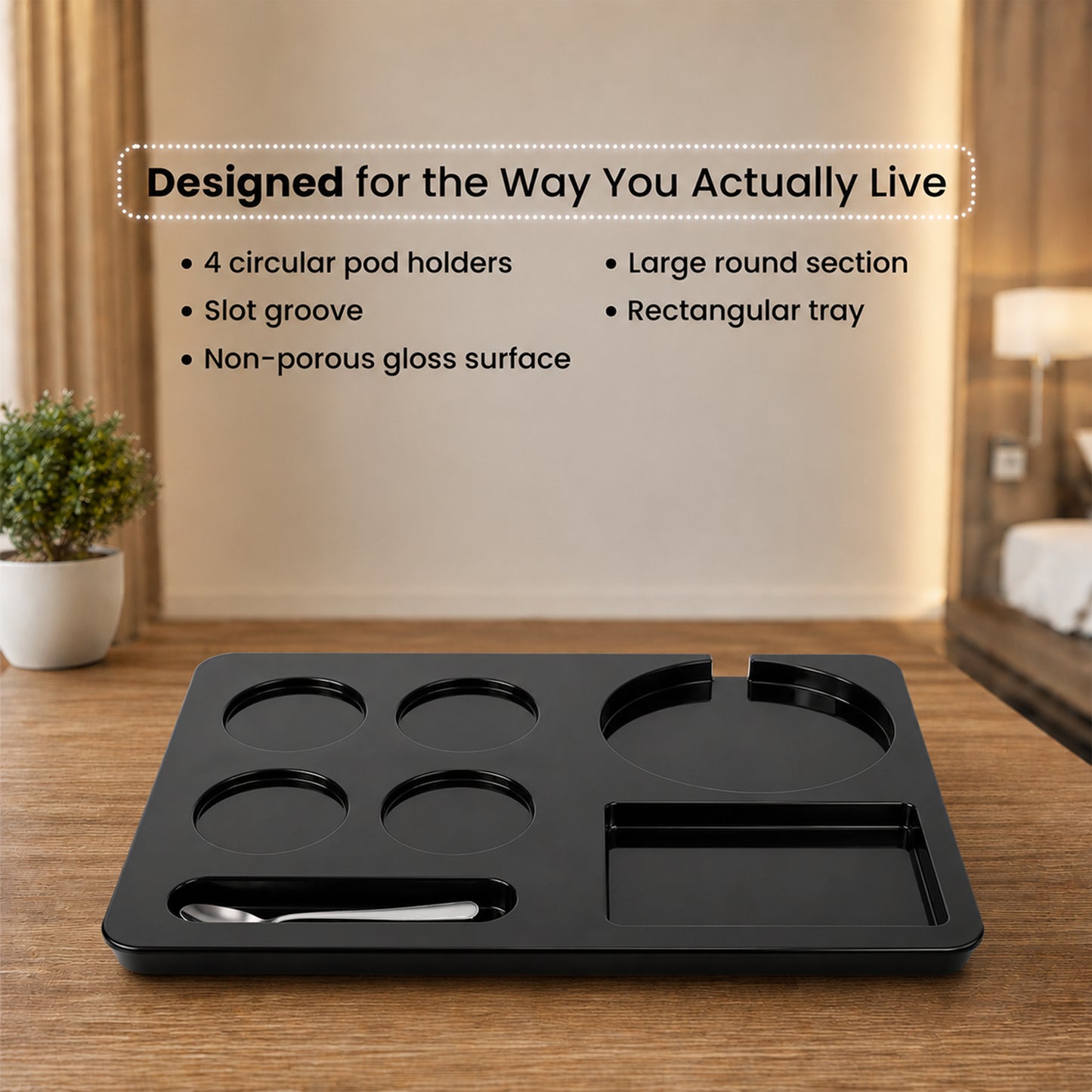Melamine Kettle Tray - Black