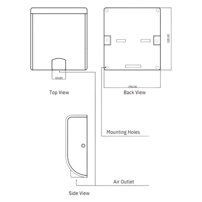 Tornado Stainless Steel Hand Dryer 1000W - Black