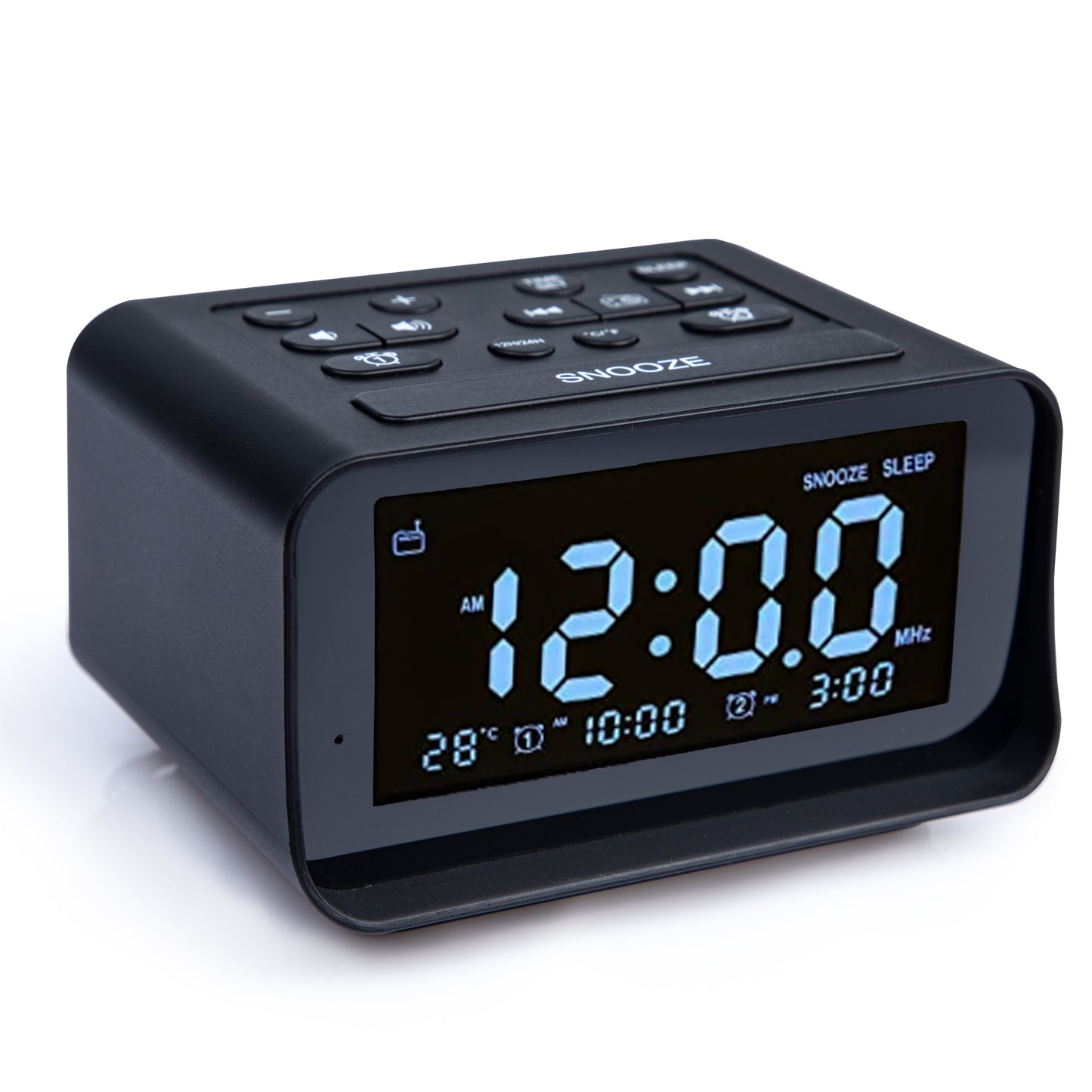 Alarm Clock with Thermometer - Black