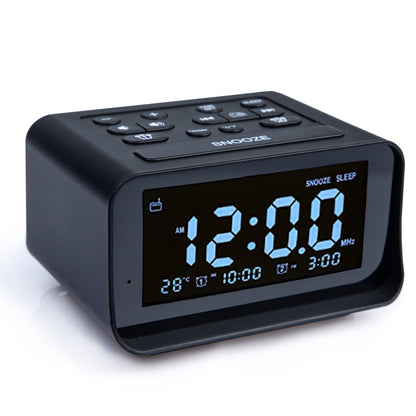 Alarm Clock with Thermometer - Black