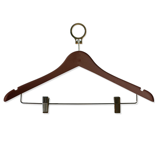 Security Wooden Cloth Hanger - Brown (Pack of 50)