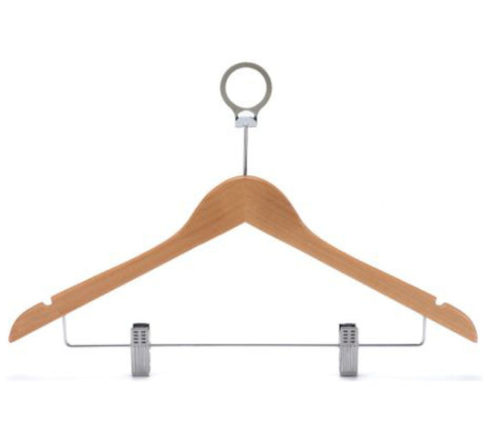 Security Wooden Cloth Hanger - Natural Wood (Pack of 50)