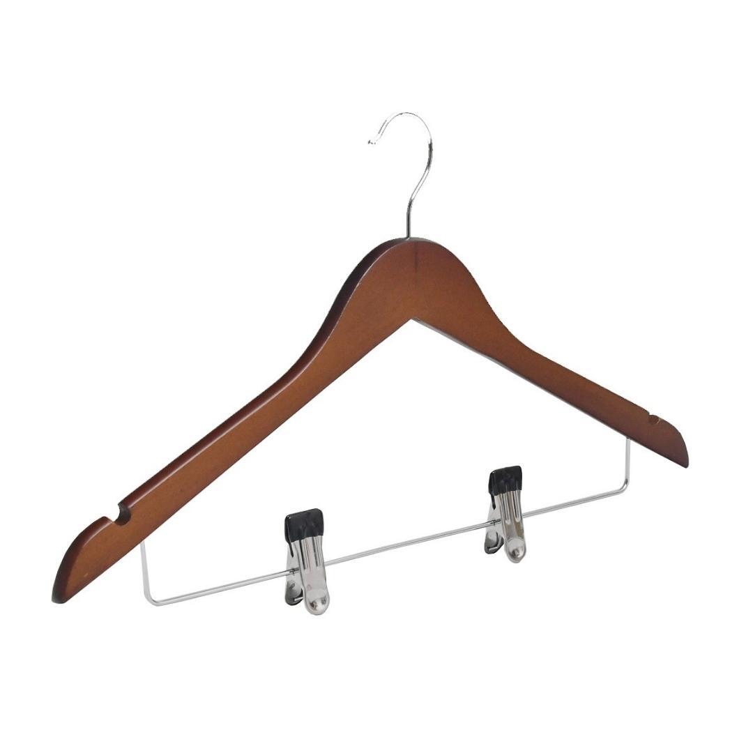 Cherry Wood Normal Cloth Hanger With 2 Clips