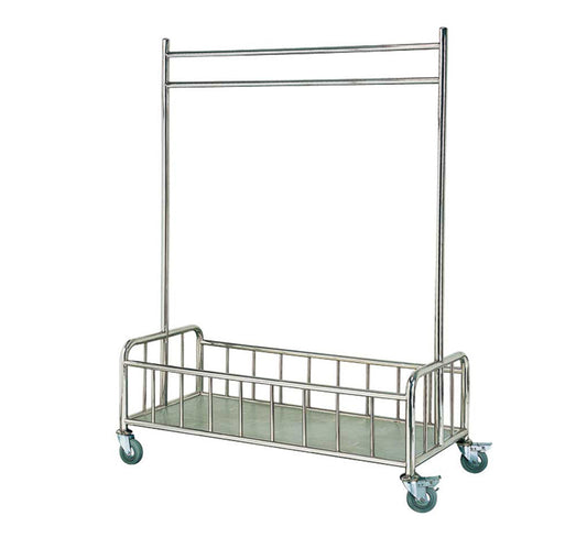 SS Rolling Laundry Cart With Hanging Bar