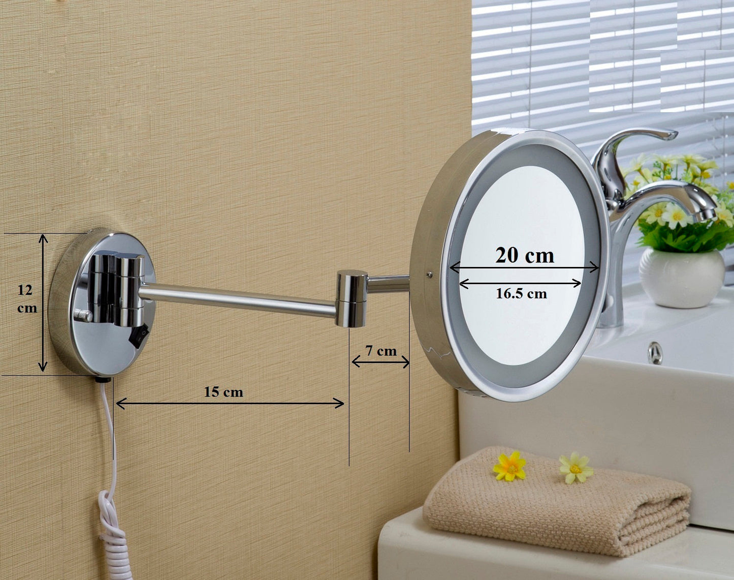 5X LED Wall Mount Magnifying Mirror - Chrome