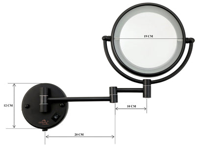 5X LED Magnifying Mirror Wall Mount - Black