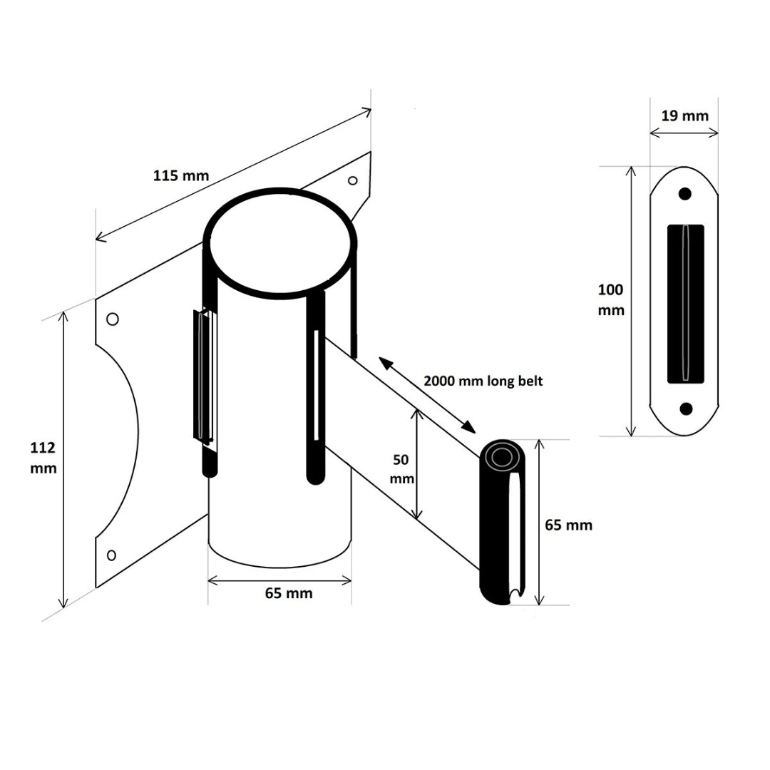 Wall Mounted Retractable Queue Barrier Belt