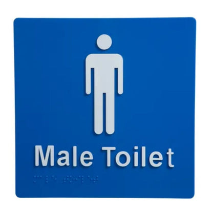 Male Toilet Braille Sign Blue / White