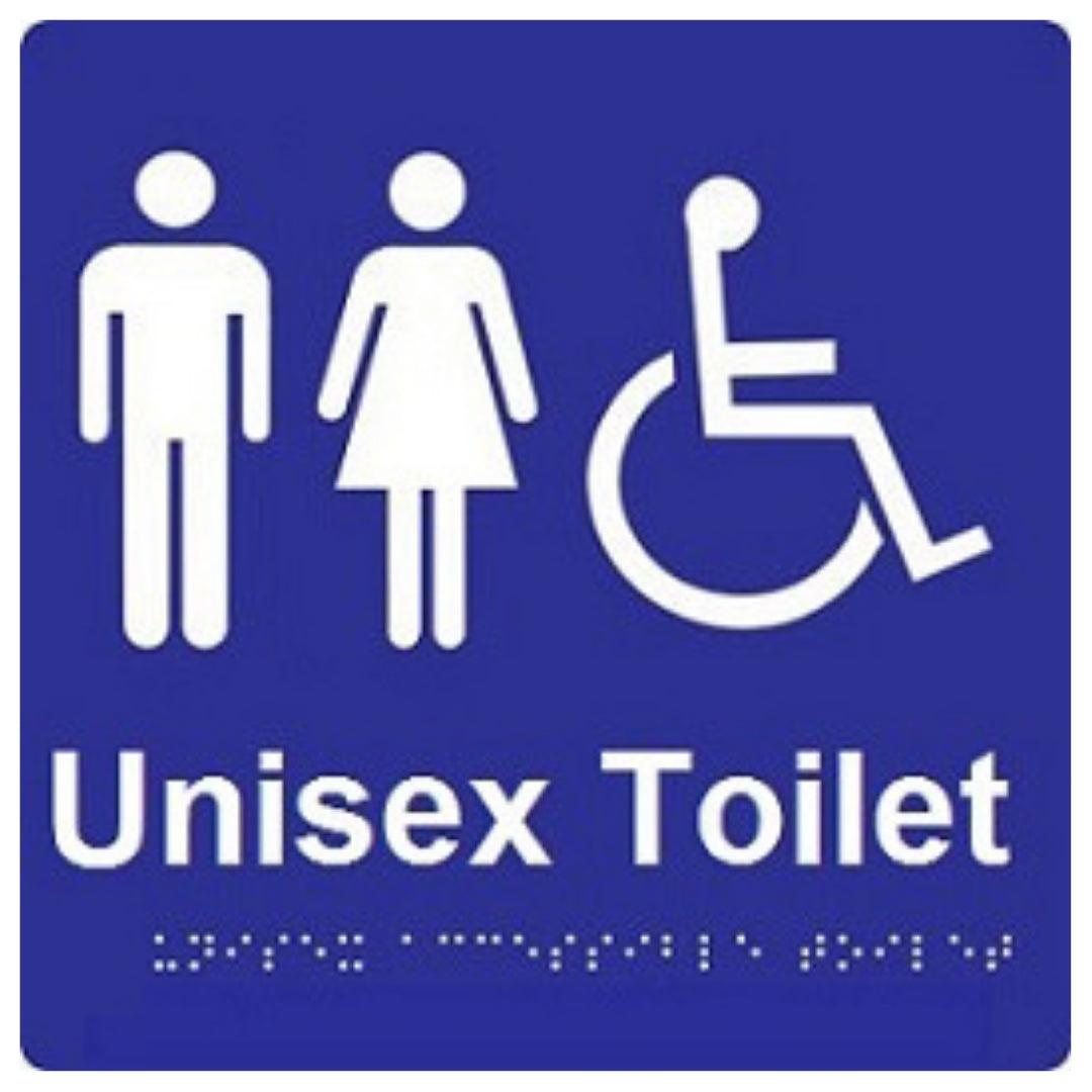 Inclusive Tilet Sign Unisex Accessible Toilet Braille Sign Blue / White – Dolphy