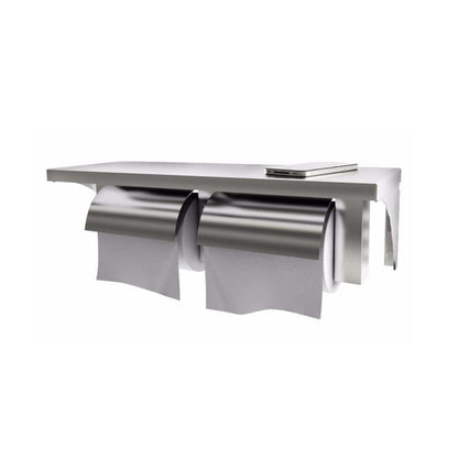 Heavy Duty Stainless Steel Twin Toilet Roll Holder with Shelf