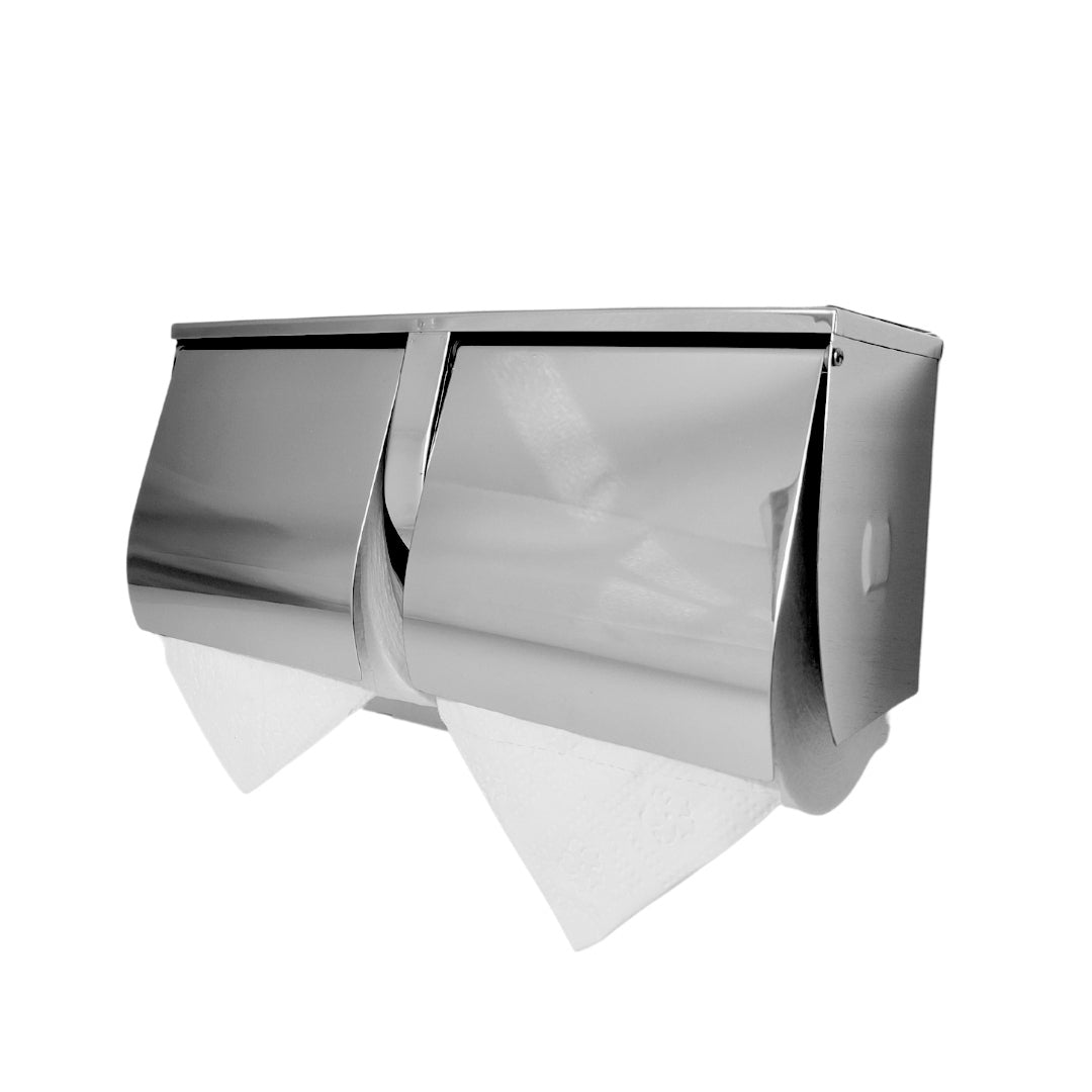 SS Double Toilet Roll Holder with Shelf
