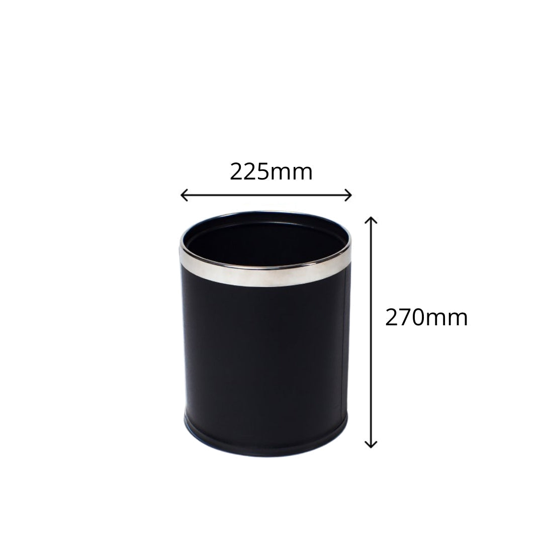 Round Leatherette Black Room Bin