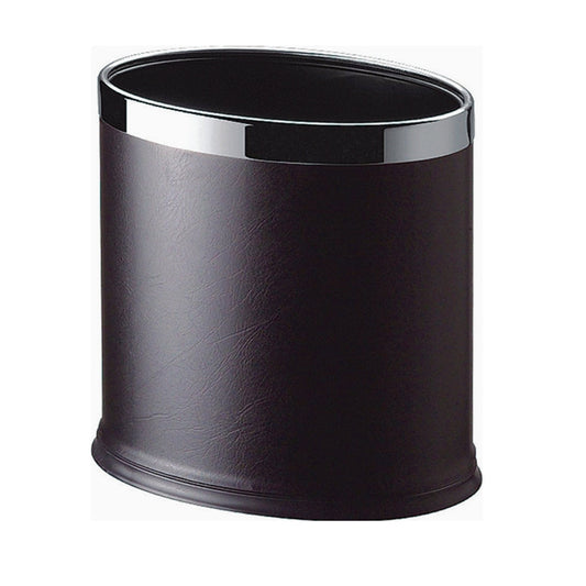 Oval Leatherette Black Room Bin