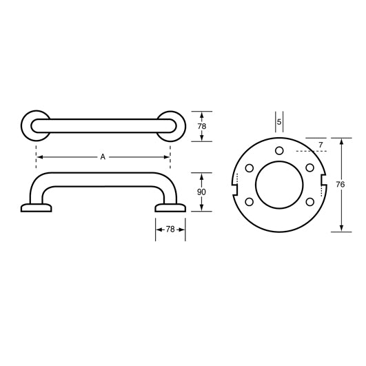 900mm Straight Grab Rail