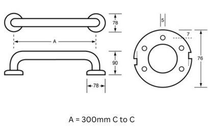 300mm Straight Grab Rail