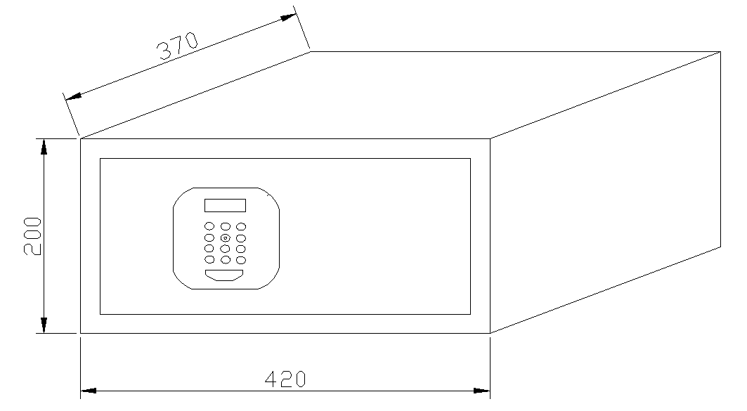 Black Hotel Safe Box With Spring Loaded Door