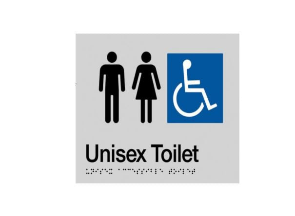 Unisex Toilet Braille Sign Silver/Black